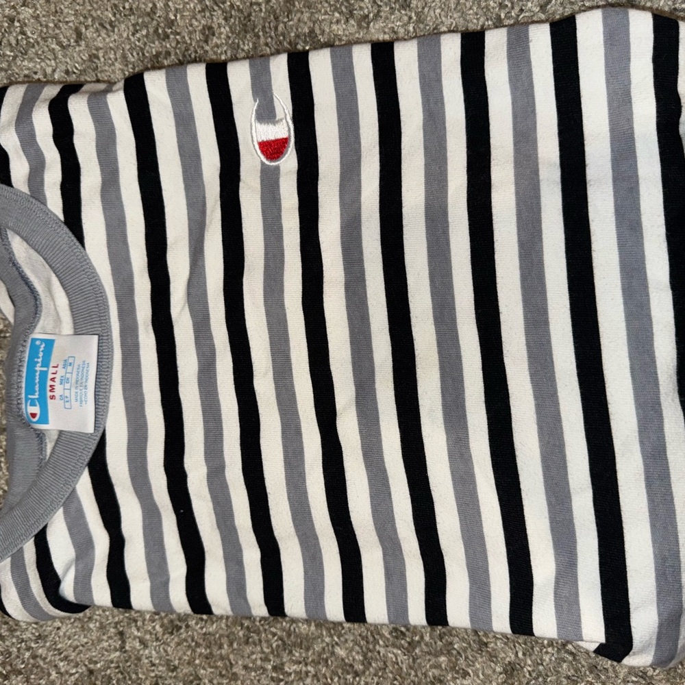 Champion Gray and White Striped Shirt
